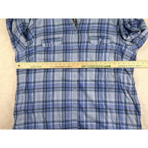 LL Bean Hoodie Womens 2X Blue Plaid Flannel Shacket Shirt Jacket Fleece Lined - Picture 4 of 8